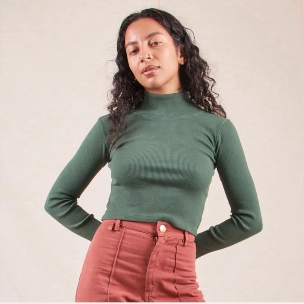 Big Bud Press Long Sleeve Essential Turtleneck in Swamp Green XXS